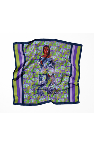 Green Floral Silk Scarf